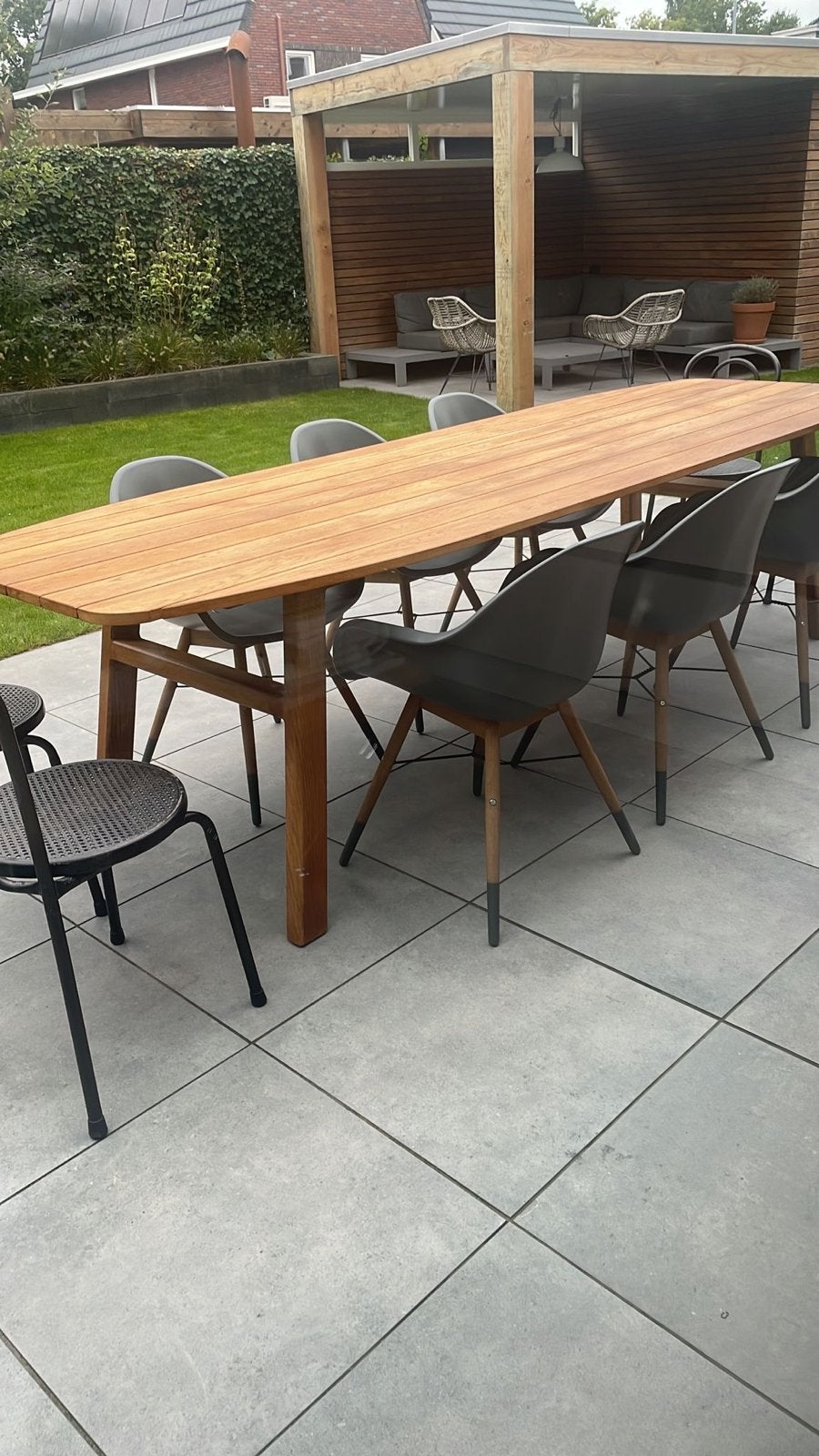 Grote houten tuintafel - ovaal - eettafel buiten, Ophalen, Gebruikt, Ovaal, Hout