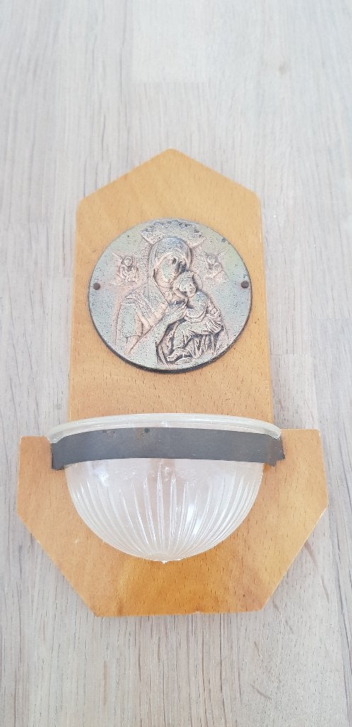 Vintage wijwaterbakje, Kevelaer, Ophalen of Verzenden, Gebruikt, Overige typen, Christendom | Katholiek