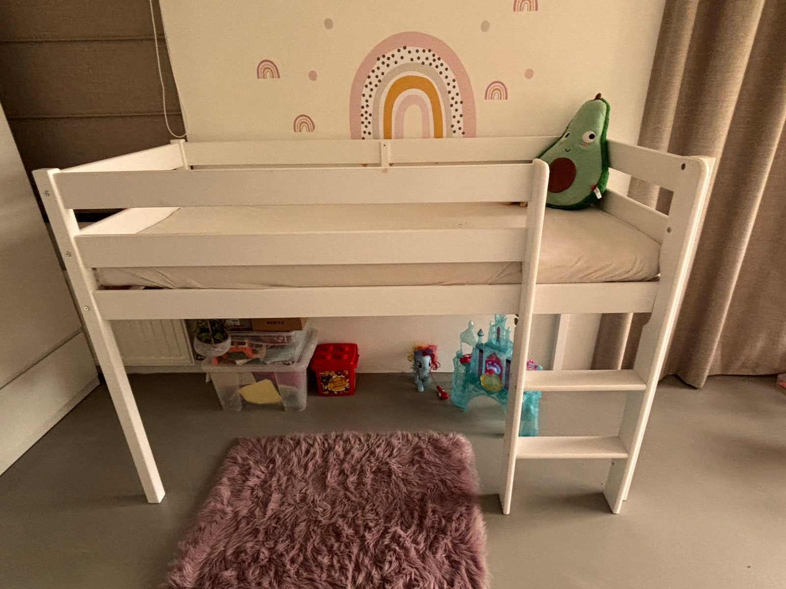 Nette hoppekids witte halfhoogslaper peuterbed 160x81x114(h), Ophalen, Eenpersoons, Wit, 190 cm of minder
