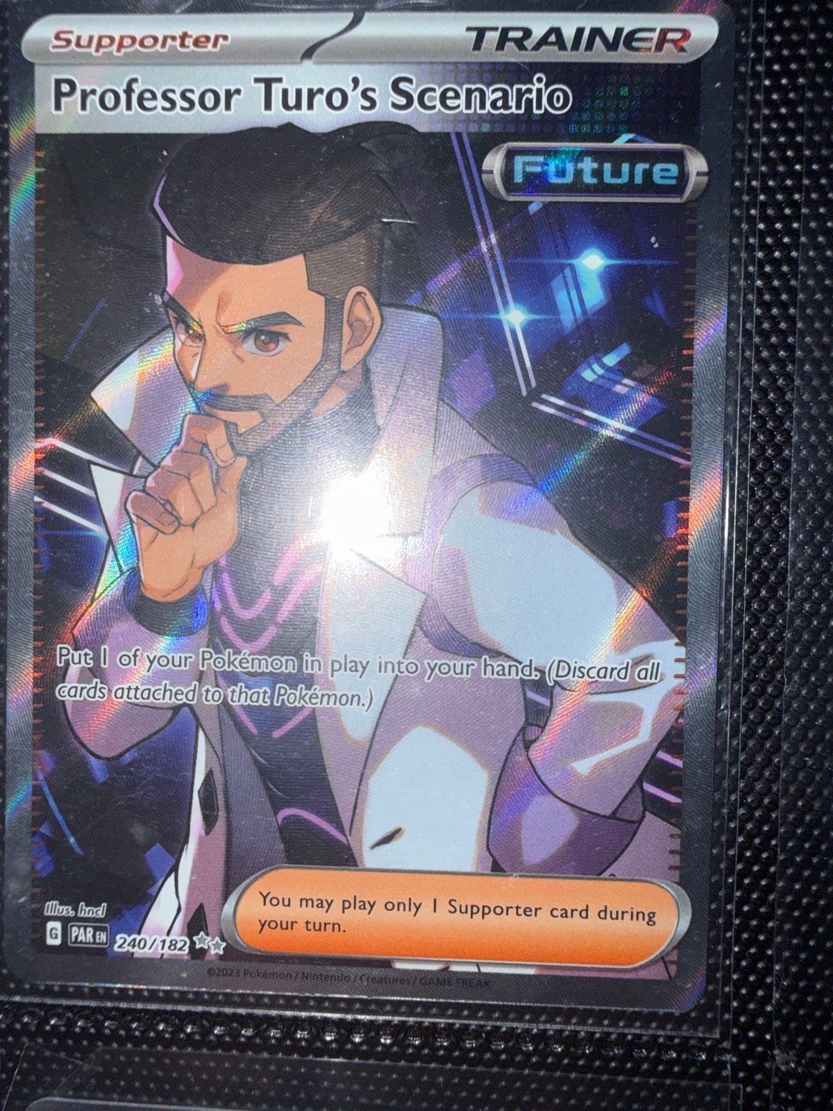 Professor Turo's Scenario Full Art Trainer Kaart Pokémon, Ophalen of Verzenden, Zo goed als nieuw, Losse kaart, Foil
