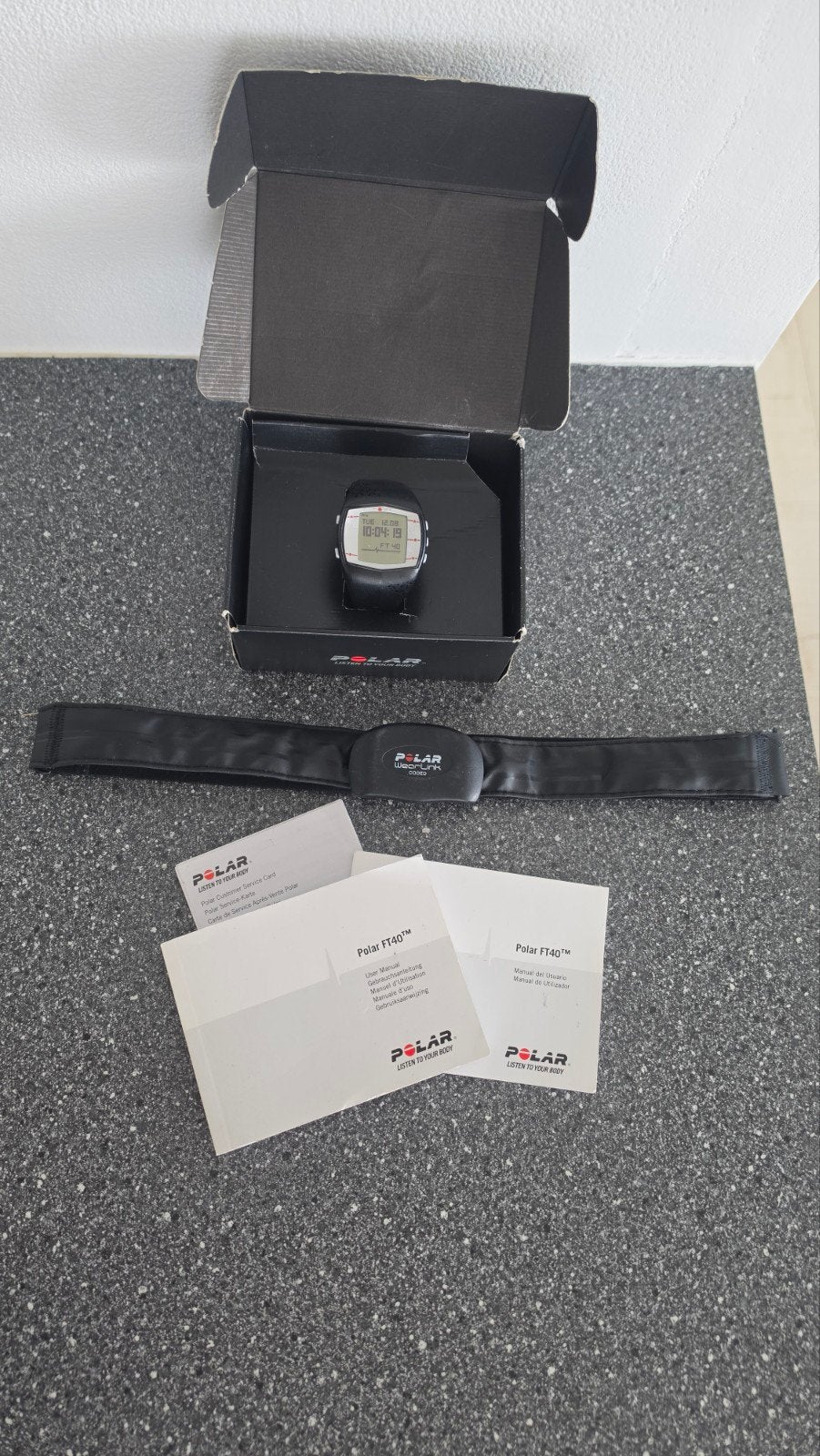 Polar FT40 sporthorloge met hartslagmeter en borstband, Sport en Fitness, Ophalen of Verzenden, Zo goed als nieuw, Polar, Waterdicht