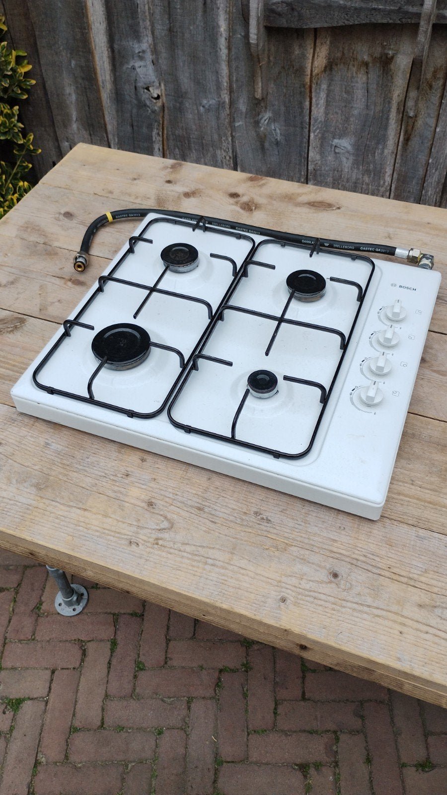 Bosch Vrijstaande Gaskookplaat 4 Pitten Wit, Ophalen, 60 cm of meer, 4 kookzones, Zo goed als nieuw