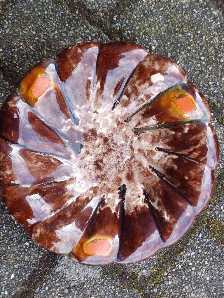 mid century Retro bohemian vintage schaal, Gebruikt, Schaal, Rond, Ophalen of Verzenden