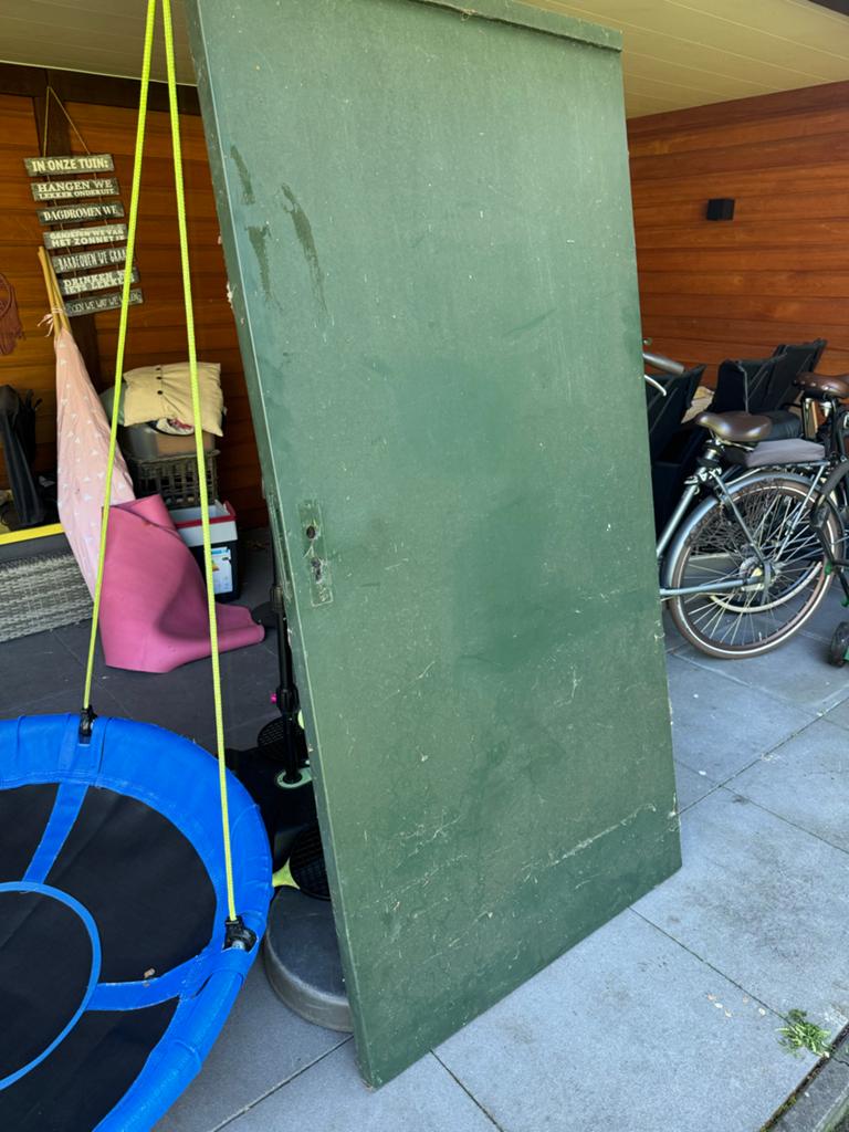 Houten poort 190x94 cm, 4 cm dik, Doe-het-zelf en Verbouw, Deuren en Horren, Gebruikt, 80 tot 100 cm, Overige typen, Minder dan 200 cm