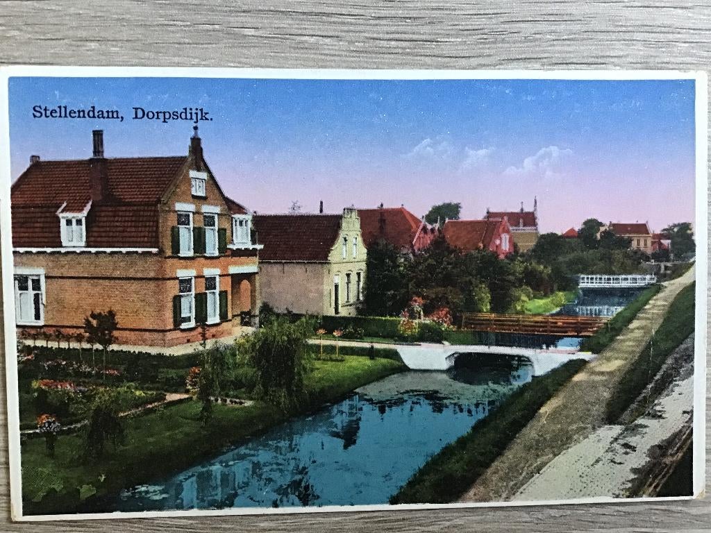 Stellendam Dorpsdijk 1929, Verzamelen, Ansichtkaarten | Nederland, Verzenden, 1920 tot 1940, Gelopen, Zuid-Holland