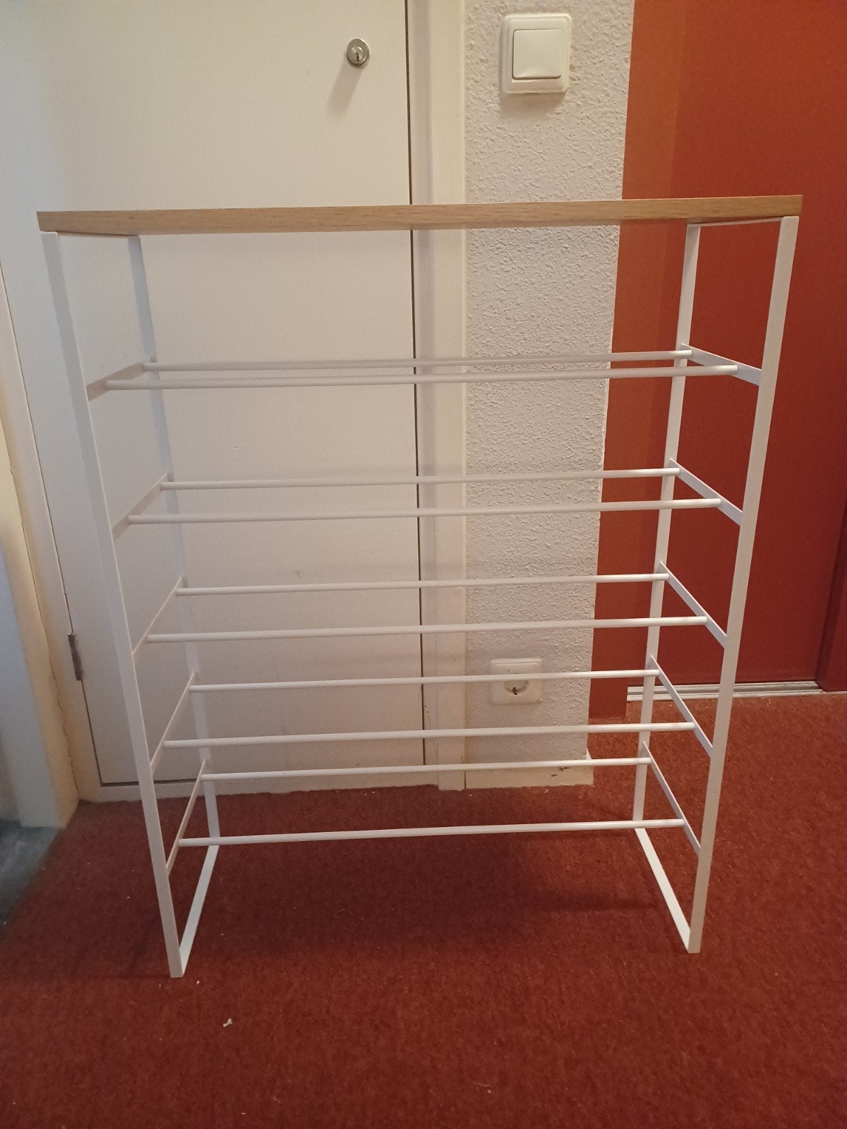White and wood Yamazaki Home shoe rack, Ophalen, Gebruikt