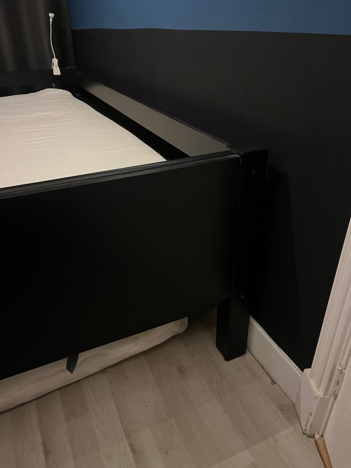 Zwart bed 90x200 includief matras plus topper, Ophalen, Gebruikt, 90 cm, Eenpersoons