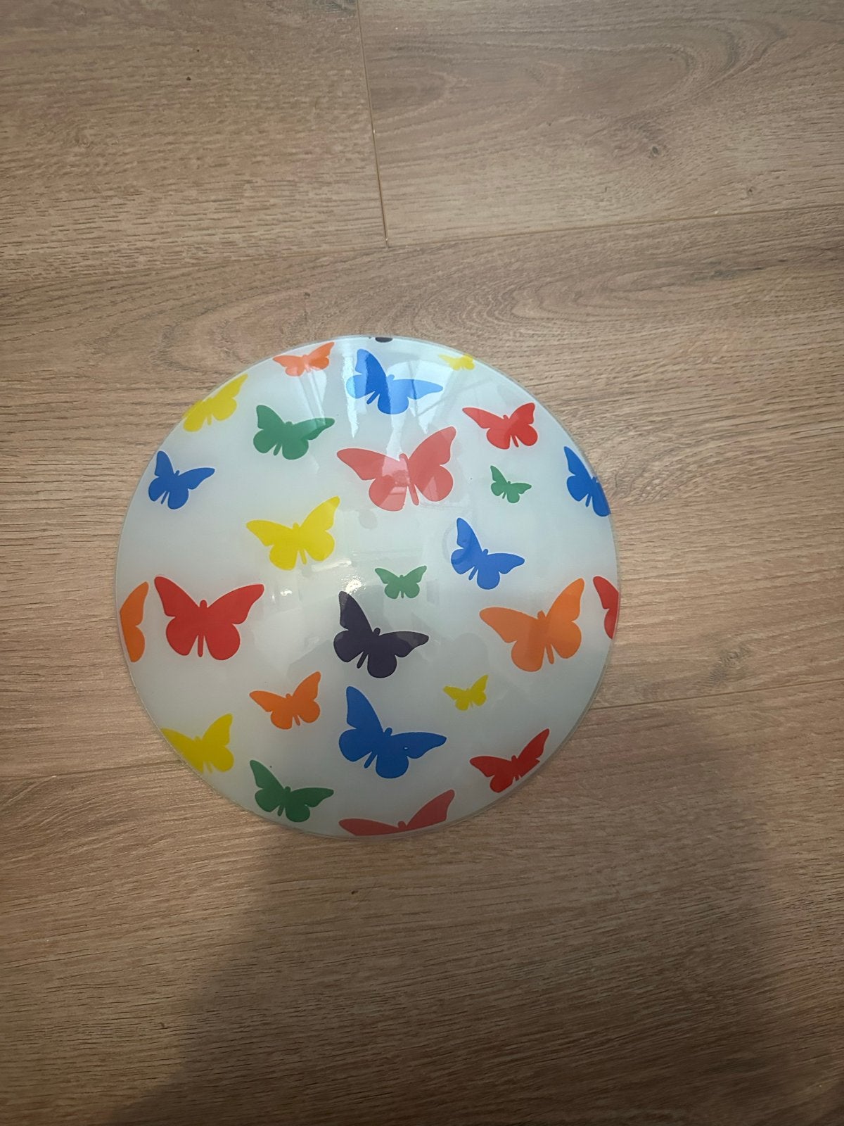 Glazen lampenkap met vlinders, Ophalen, Gebruikt, Meerkleurig, Rond