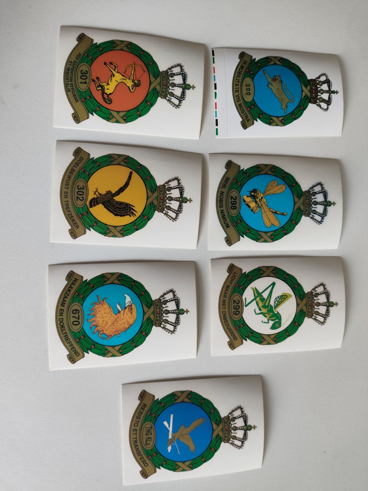 7x Luchtmacht squadron Militaire NL Emblemen/stickers, Verzamelen, Stickers, Ophalen of Verzenden