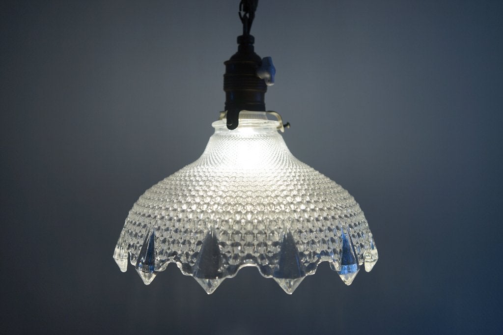 vintage antiek "holophane" hanglamp glas ribbel stof snoer s, Ophalen of Verzenden
