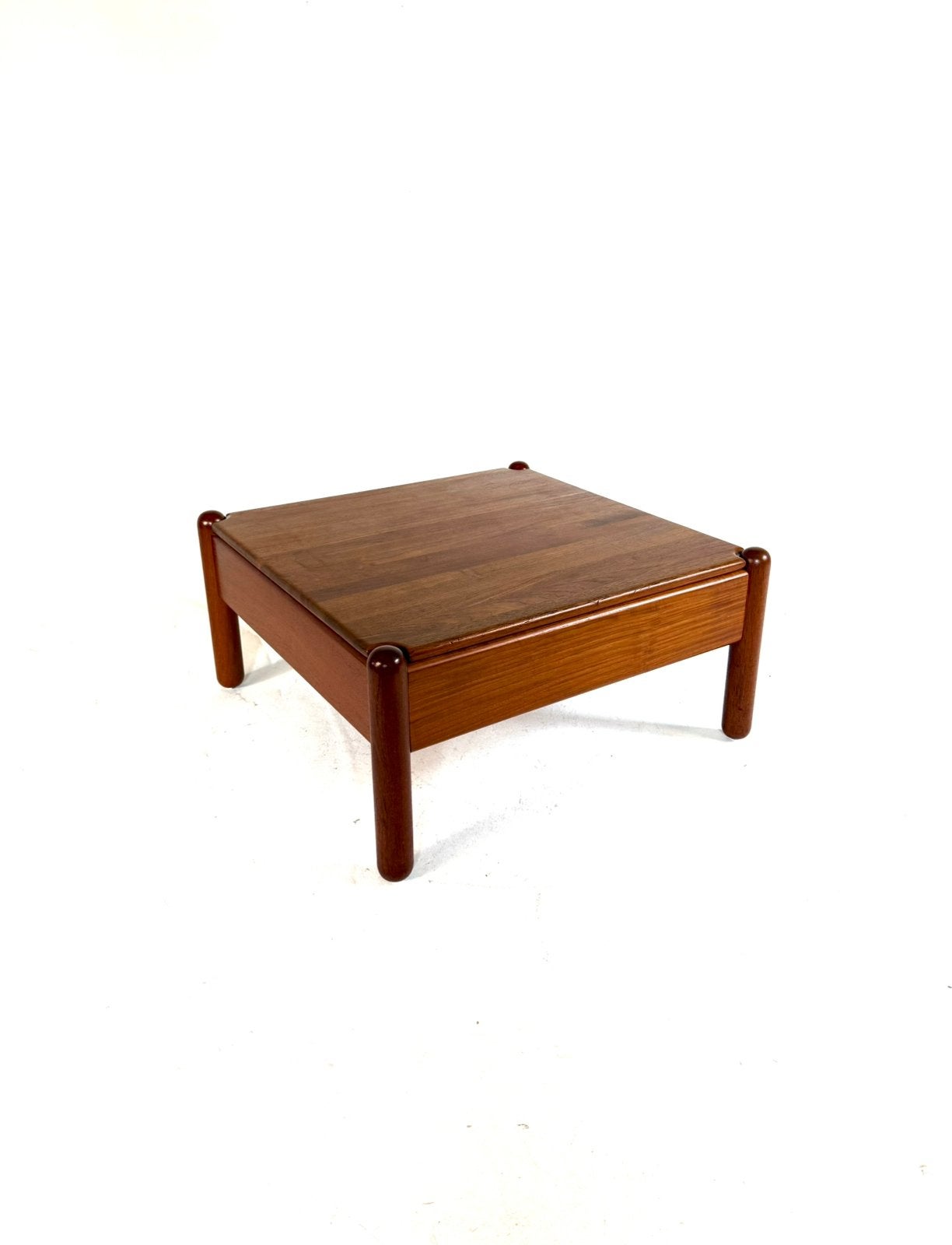 Vintage Deense teakhouten salontafel ‘70, Huis en Inrichting, Tafels | Salontafels, 50 tot 100 cm, Vintage retro buisframe design rotan webbing papercord deens