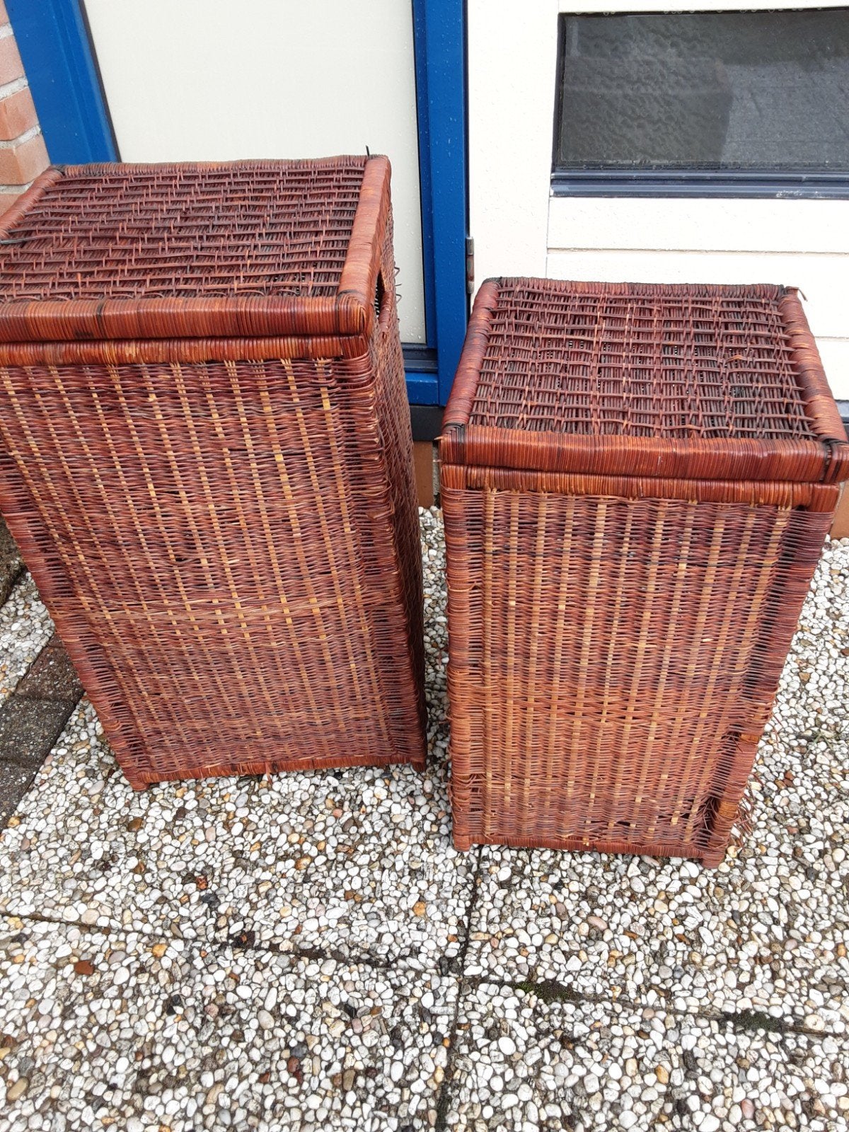 Set van 2 rieten manden - Vintage bruin, Ophalen, Vintage, Gebruikt, Natuurlijk materiaal
