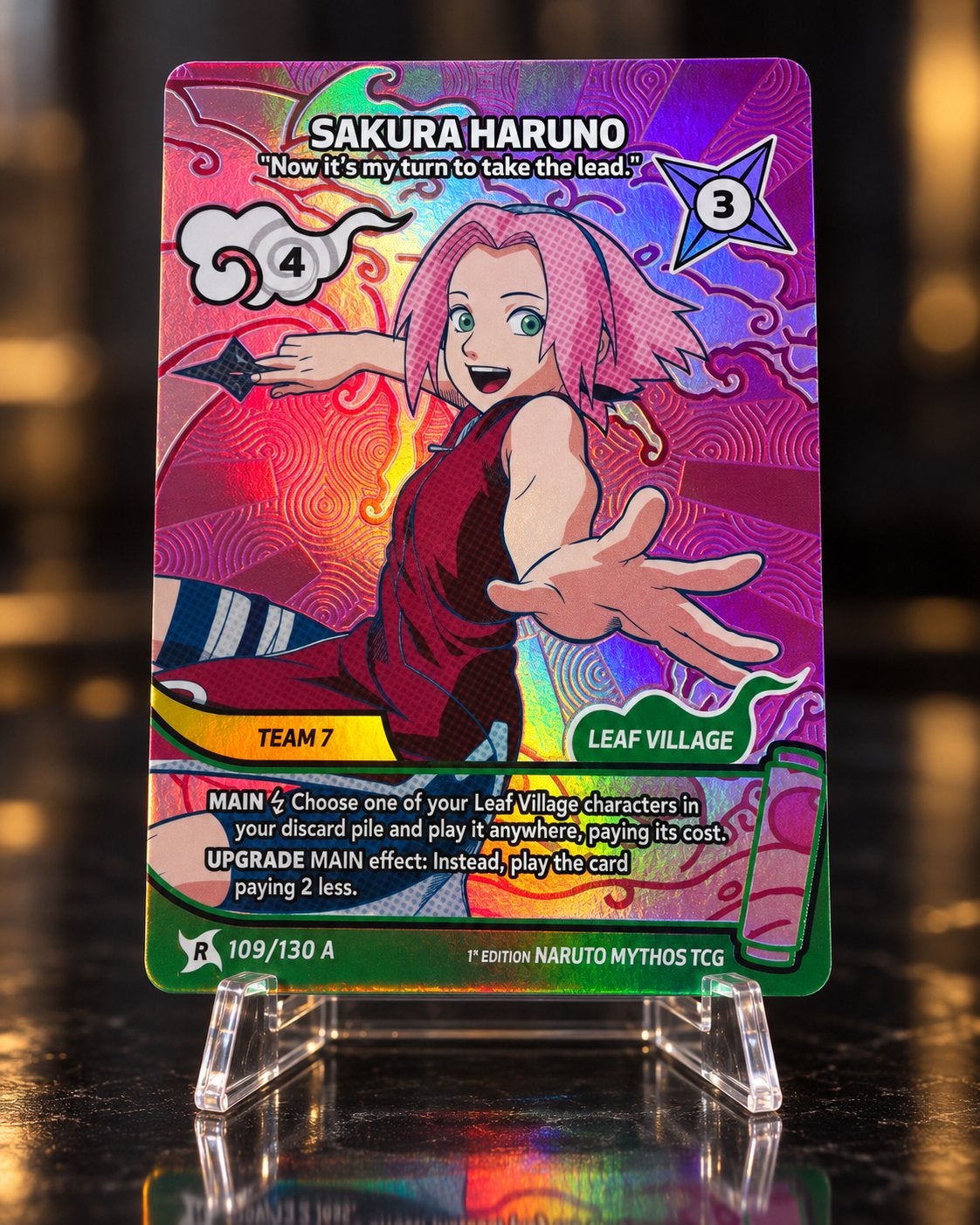 Sakura Haruno Foil Kaart - Naruto Mythos TCG, Ophalen of Verzenden, Zo goed als nieuw, Losse kaart, Foil