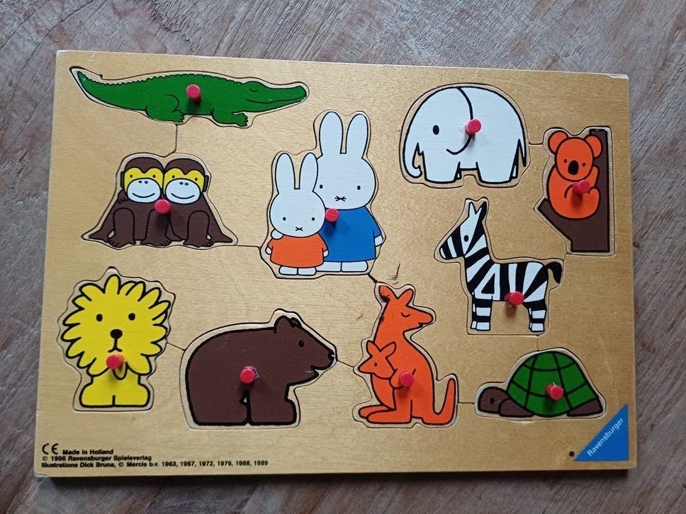 Houten Nijntje puzzel, Ophalen of Verzenden, Minder dan 10 stukjes, 6 maanden tot 2 jaar, Van hout