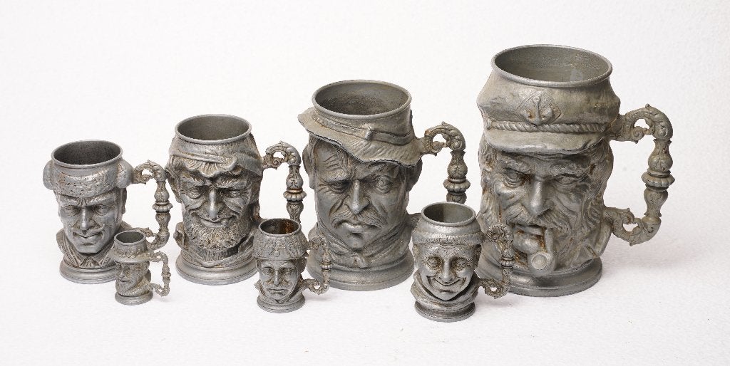 7 drinkbekers matrozen hoofd, Ophalen of Verzenden
