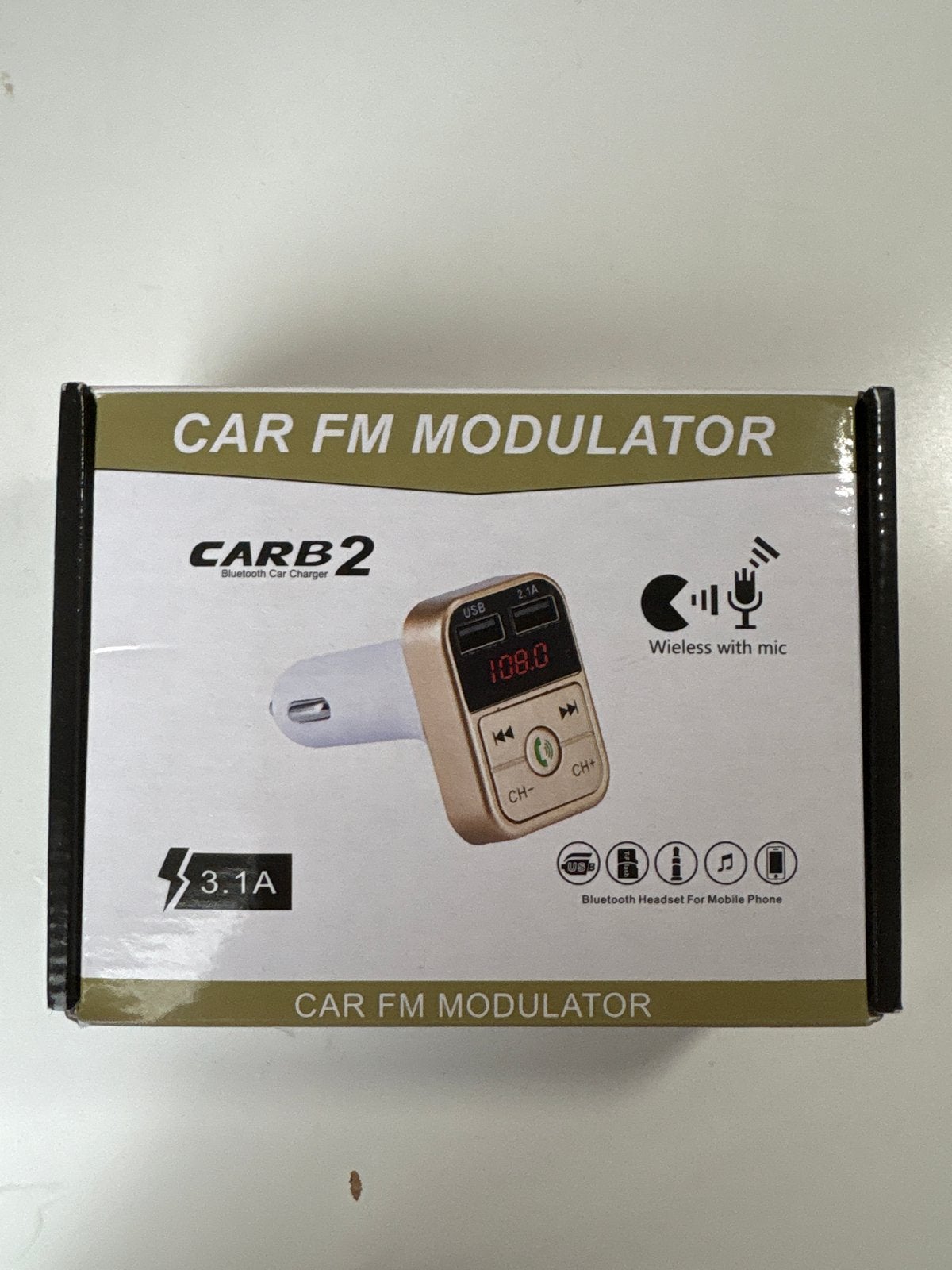 CARB2 Bluetooth FM Modulator met USB-oplader en microfoon, Auto diversen, Ophalen, Nieuw