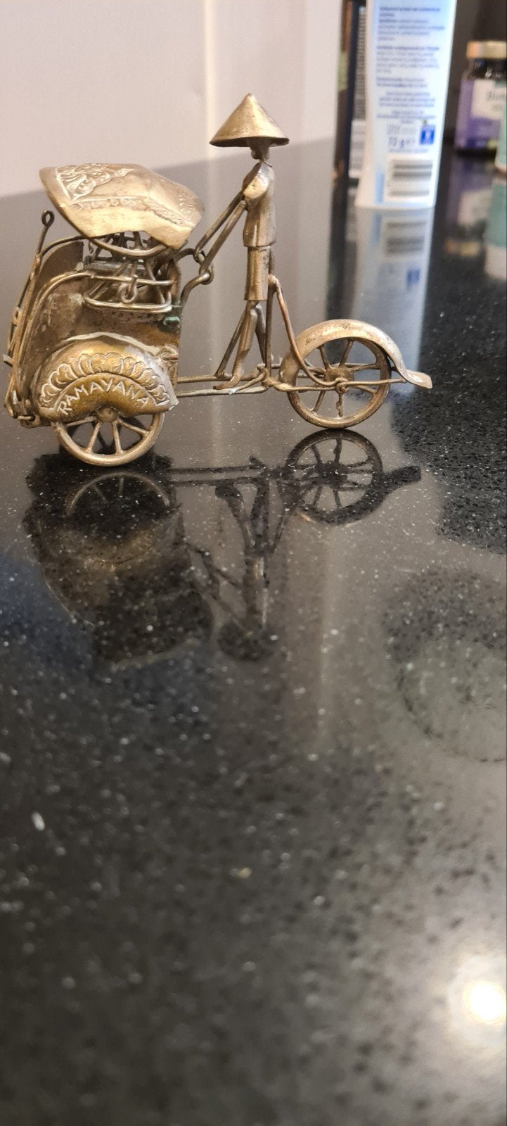 Prachtige Vintage Djokja Becak / Riksja Miniatuur - Verzilve, Ophalen of Verzenden