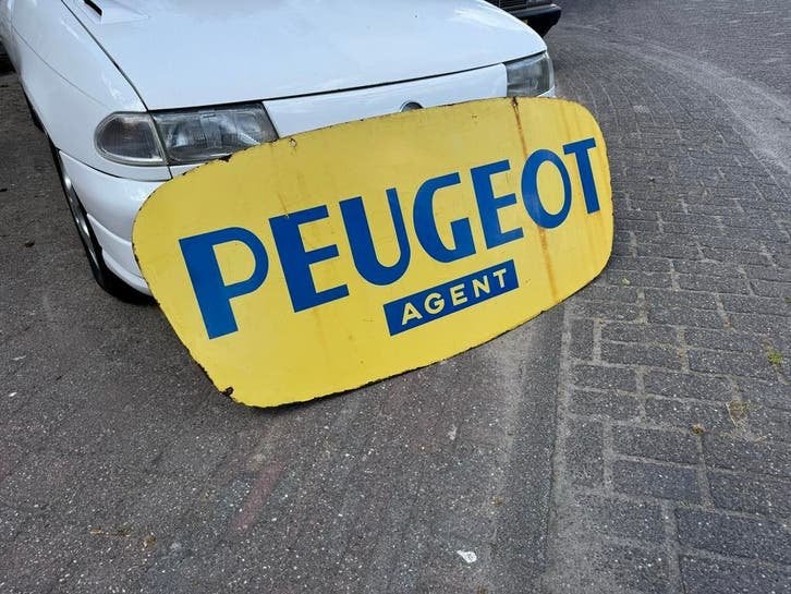 Oud Peugeot Agent Emaille Reclamebord, Ophalen