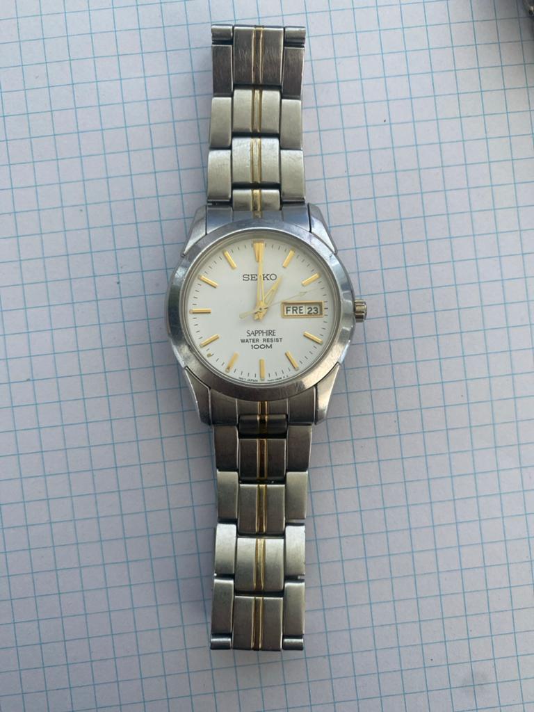 Seiko Polshorloge Staal/Goudkleurig - Sapphire Water Resist, Seiko, Gebruikt, Staal, Polshorloge