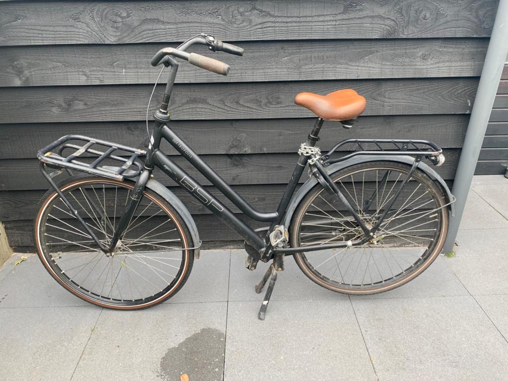 Zwarte Dames BSP fiets Metropolis (opknapper), Ophalen, Terugtraprem, Versnellingen, 53 tot 56 cm