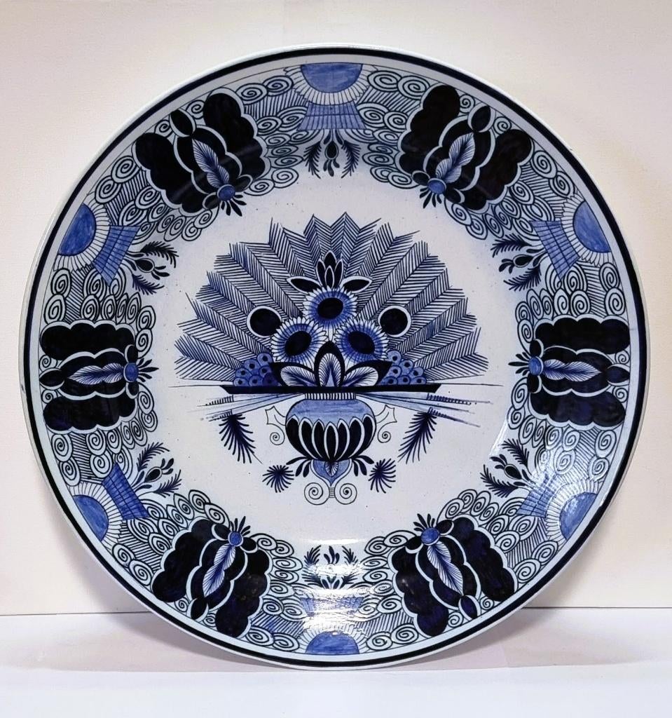 Delfts Blauw Pauwenbord , 37 cm., Ophalen of Verzenden