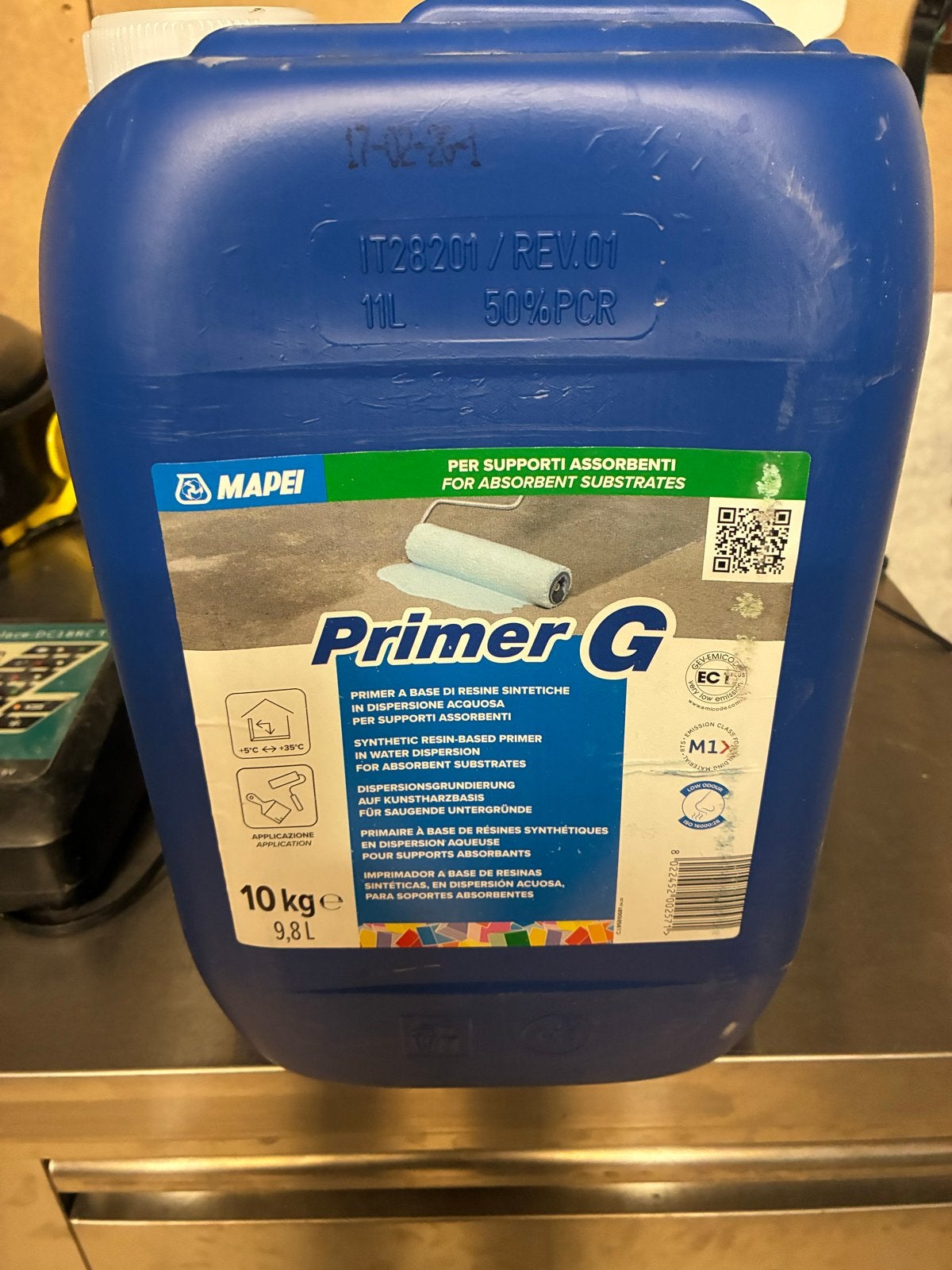 Mapei Primer G voor zuigende ondergronden - 10kg/9.8L, 5 tot 10 liter, Ophalen, Nieuw, Blauw