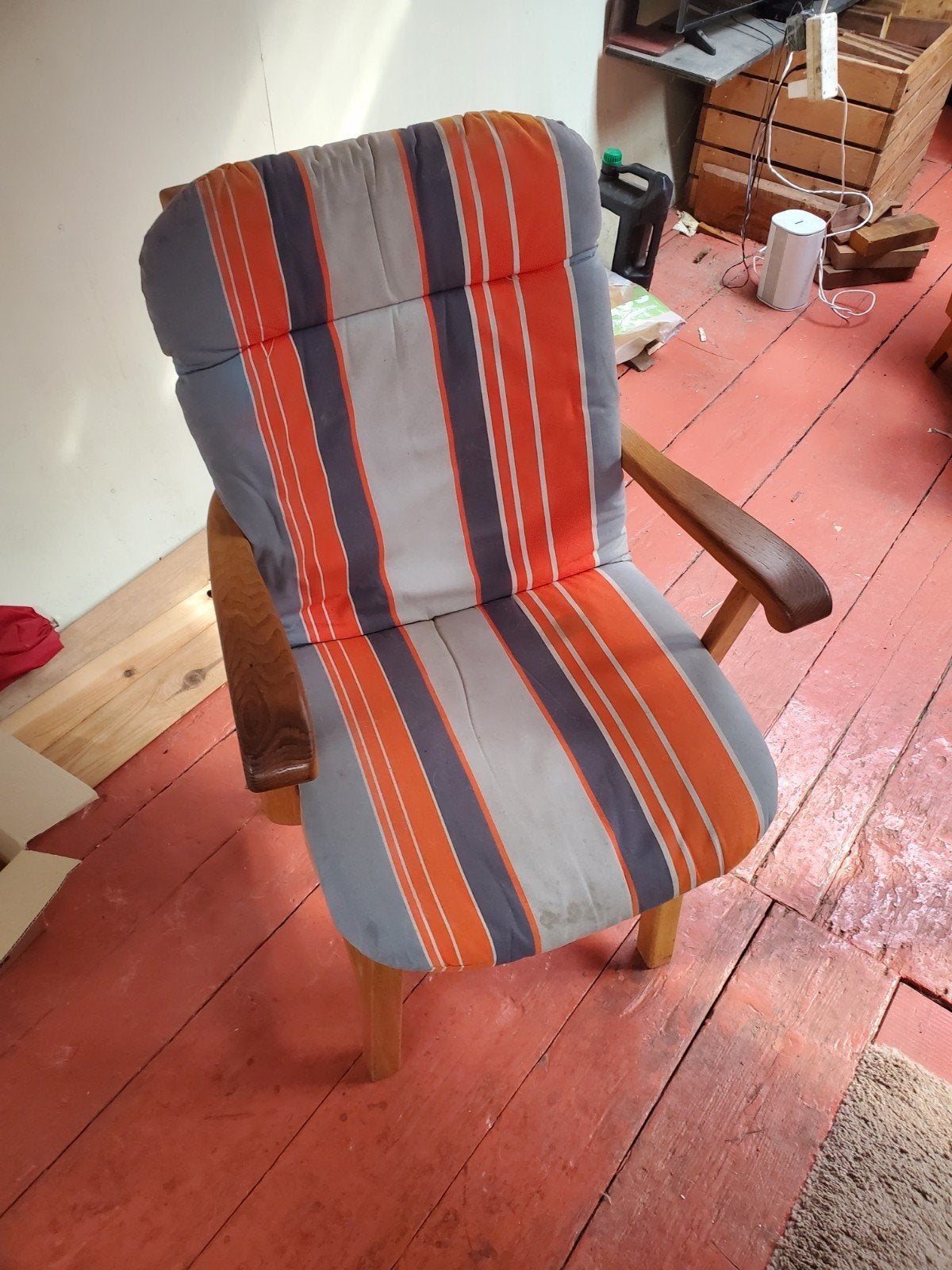 Stevige blankhouten stoel, Ophalen, Gebruikt, 50 tot 75 cm