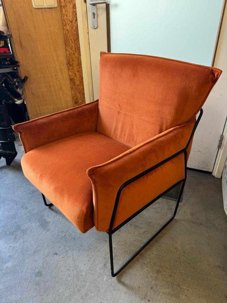 Lounge stoel - kamerstoel - fauteuil - koper kleurig, Ophalen, Zo goed als nieuw, 50 tot 75 cm