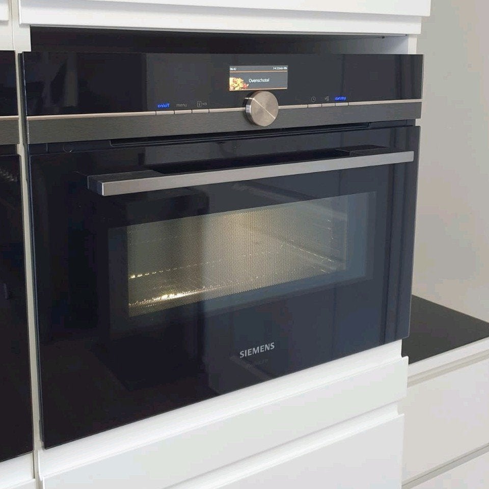 SIEMENS Blacksteel combi oven/magnetron met Wifi HomeConnect, Ophalen, 45 tot 50 cm, 60 cm of meer, Siemens