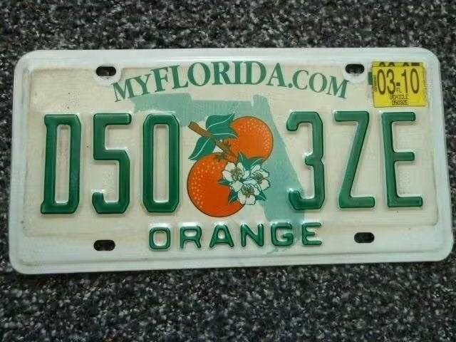 Kentekenplaat licenseplate Florida Orange 1 USA, Verzenden, Gebruikt, Auto's