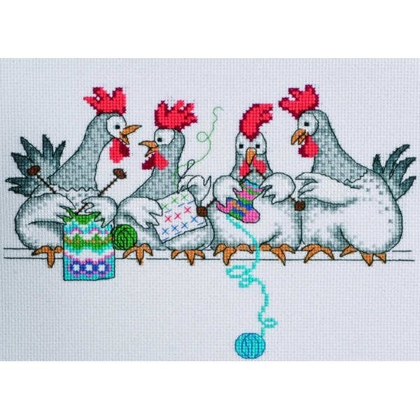 Borduurpakket met de kippen op stok 920436, ., Nieuw, Ophalen of Verzenden, .