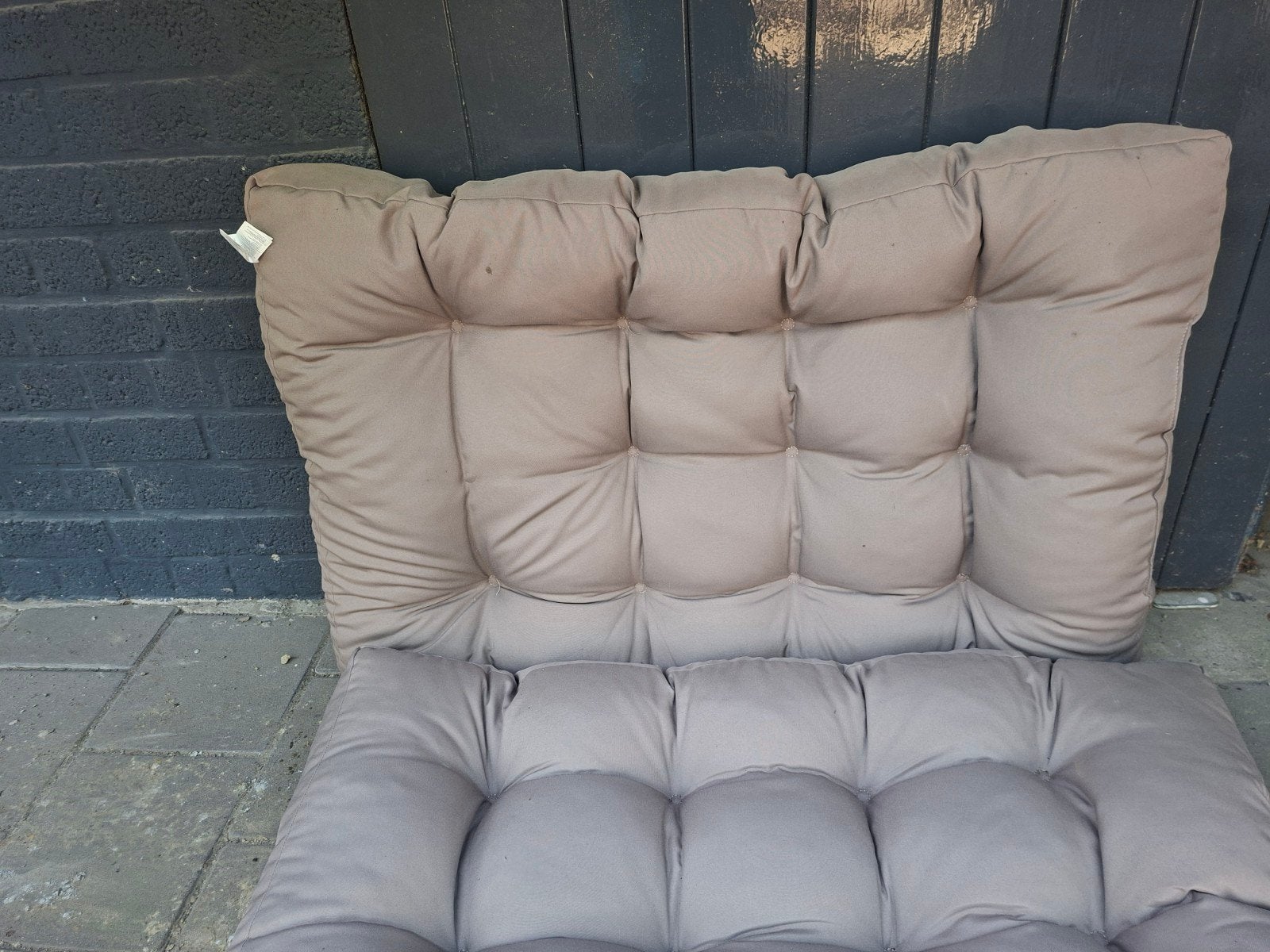 Comfortabele beige palletkussens voor binnen en buiten, Ophalen of Verzenden, Gebruikt, Beige, Rechthoekig