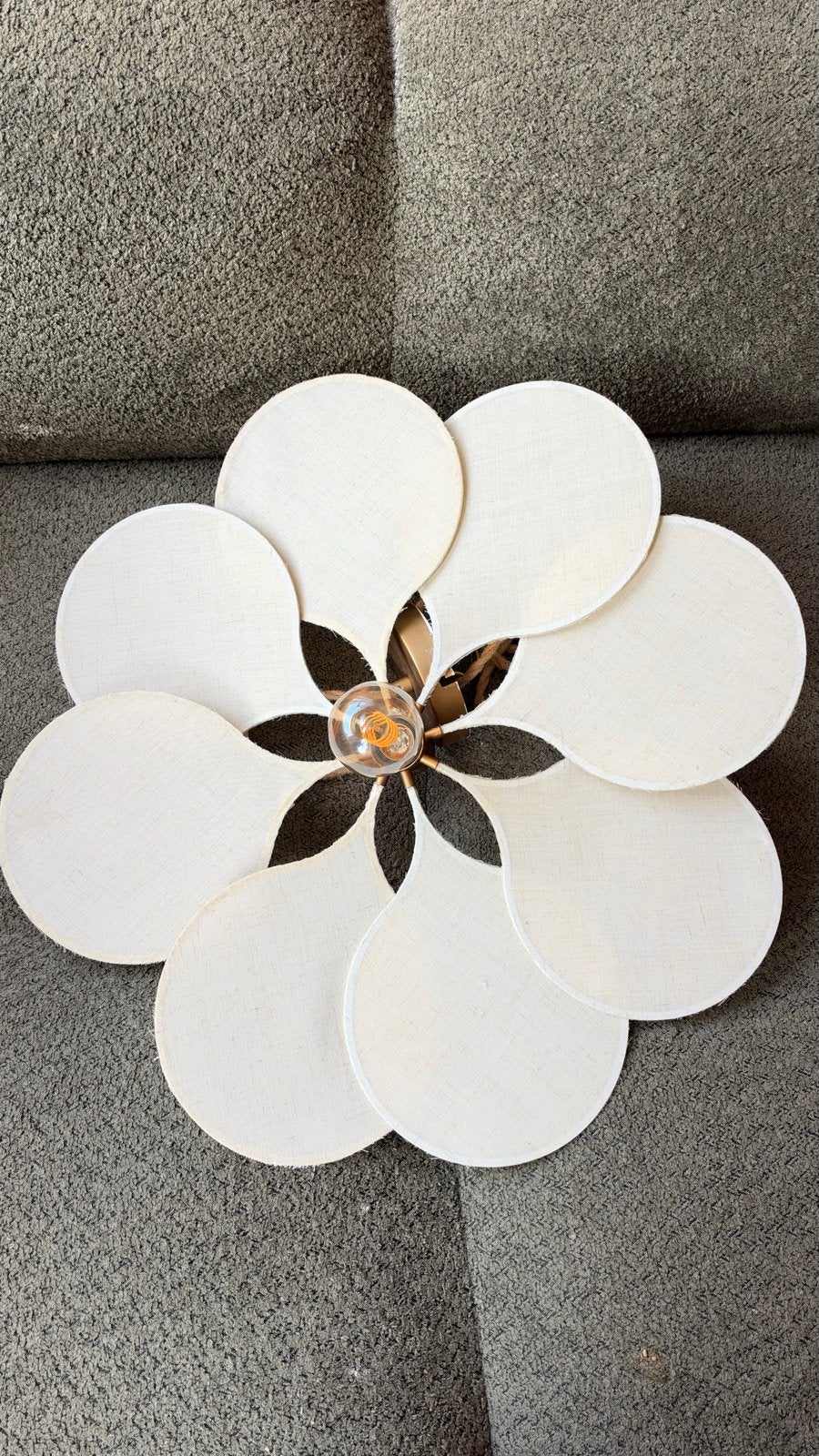 Karwei hanglamp Linde beige Ø57 cm, Huis en Inrichting, Ophalen, Zo goed als nieuw, Textiel, E27 (groot)