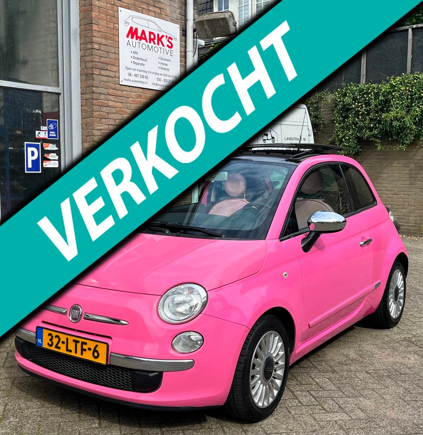 Fiat 500 1.2 Rosa Automaat en Pano / Open dakje, Auto's, Fiat, Euro 5, Gebruikt, 1242 cc, Onderhoudsboekje