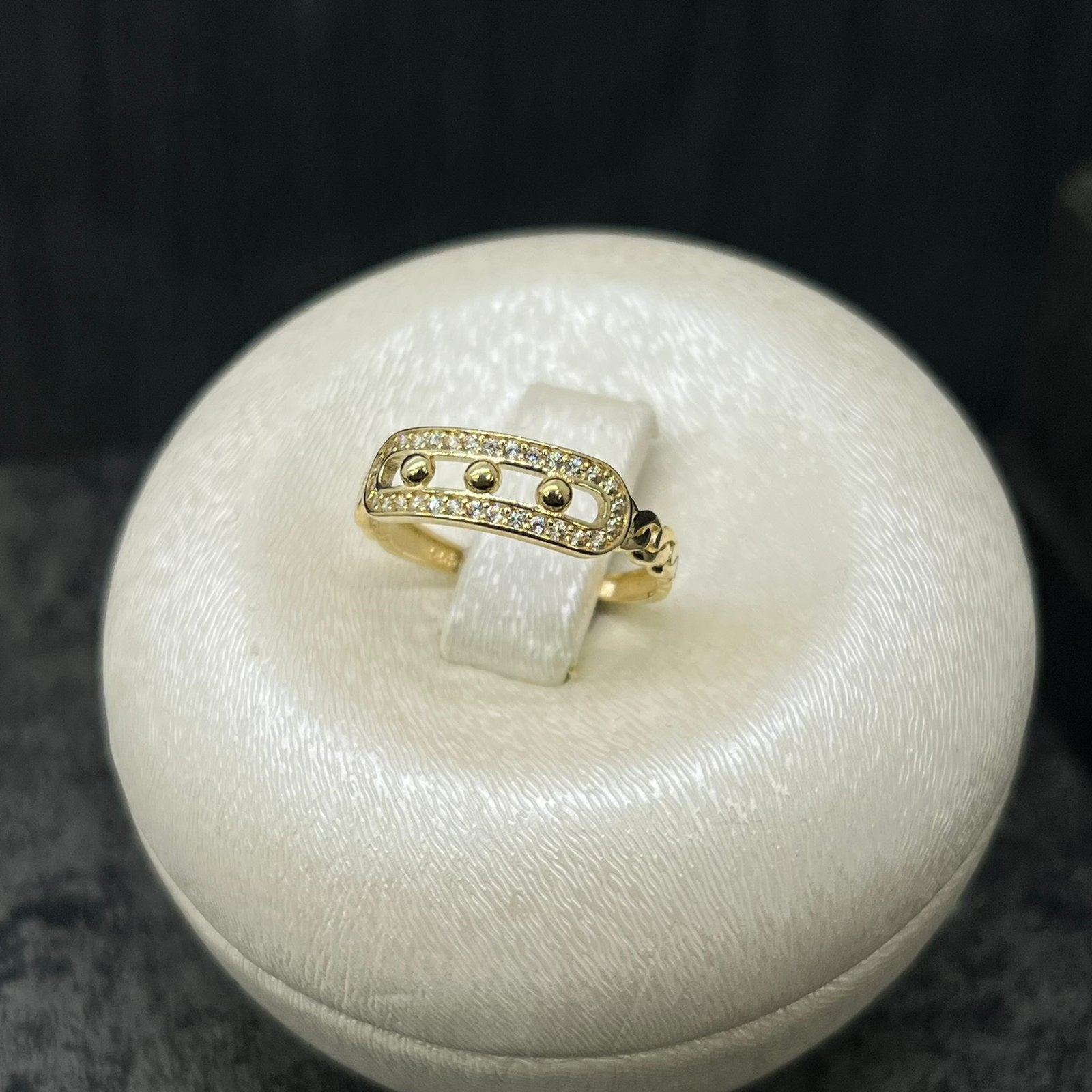 14 karaat gouden ring balletjes model, Ophalen of Verzenden, Zo goed als nieuw, Goud, Dame
