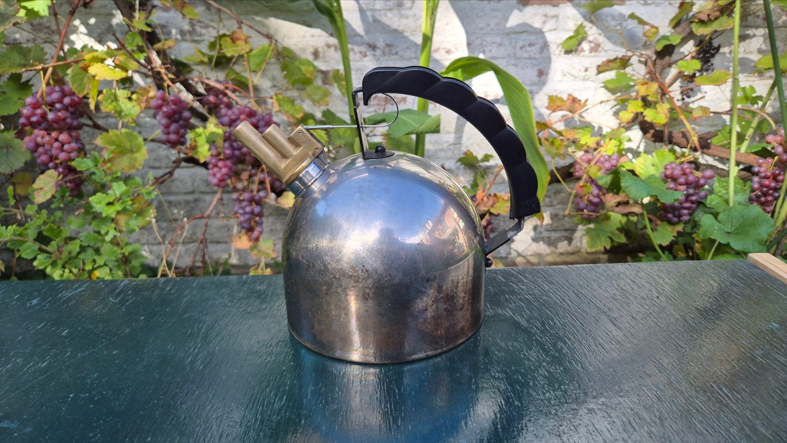 Vintage fluitketel Alessi 9091  - koperen bodem, Ophalen