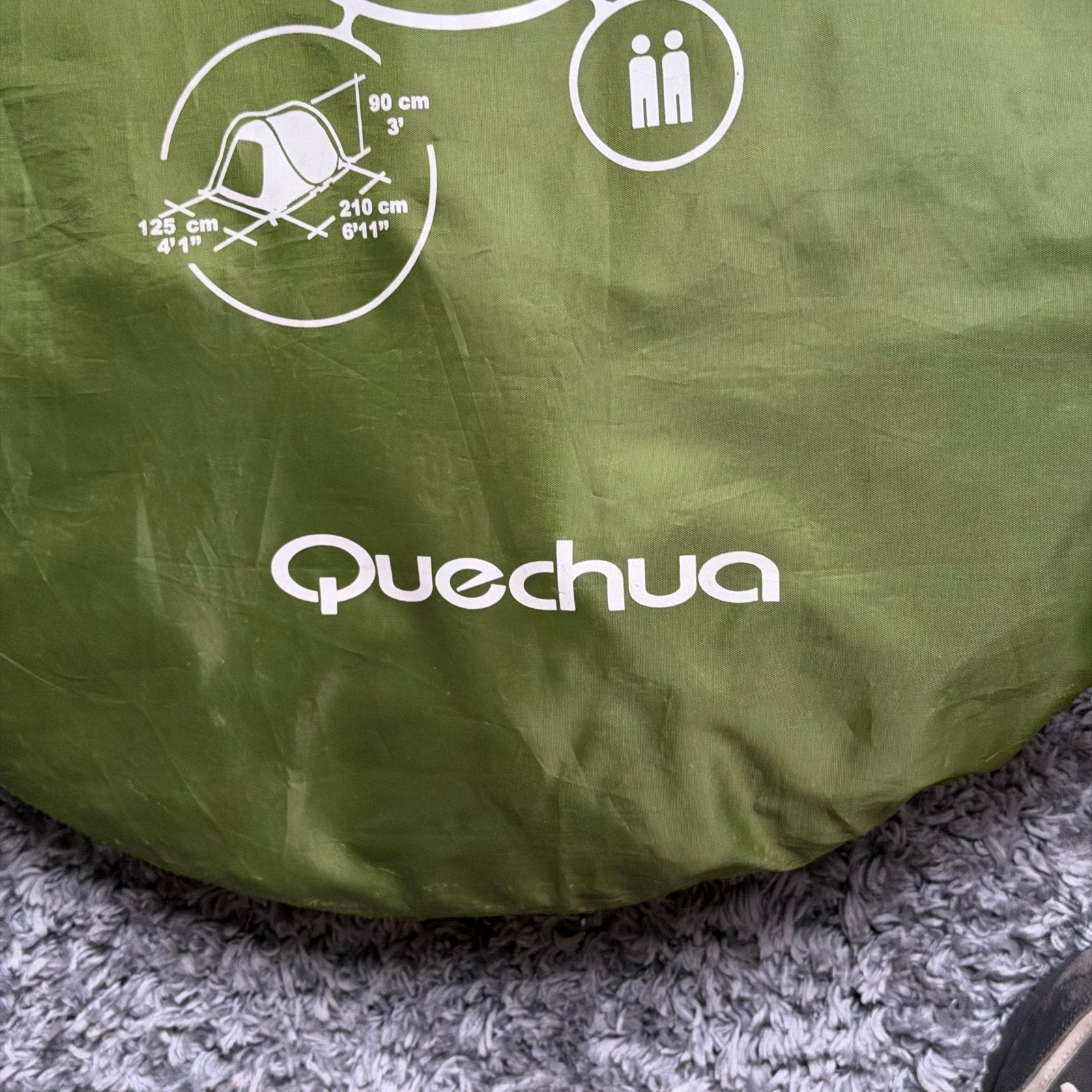 Quechua 2 Seconds Simple 2-persoons tent - Groen, Ophalen, Gebruikt, Tot en met 2