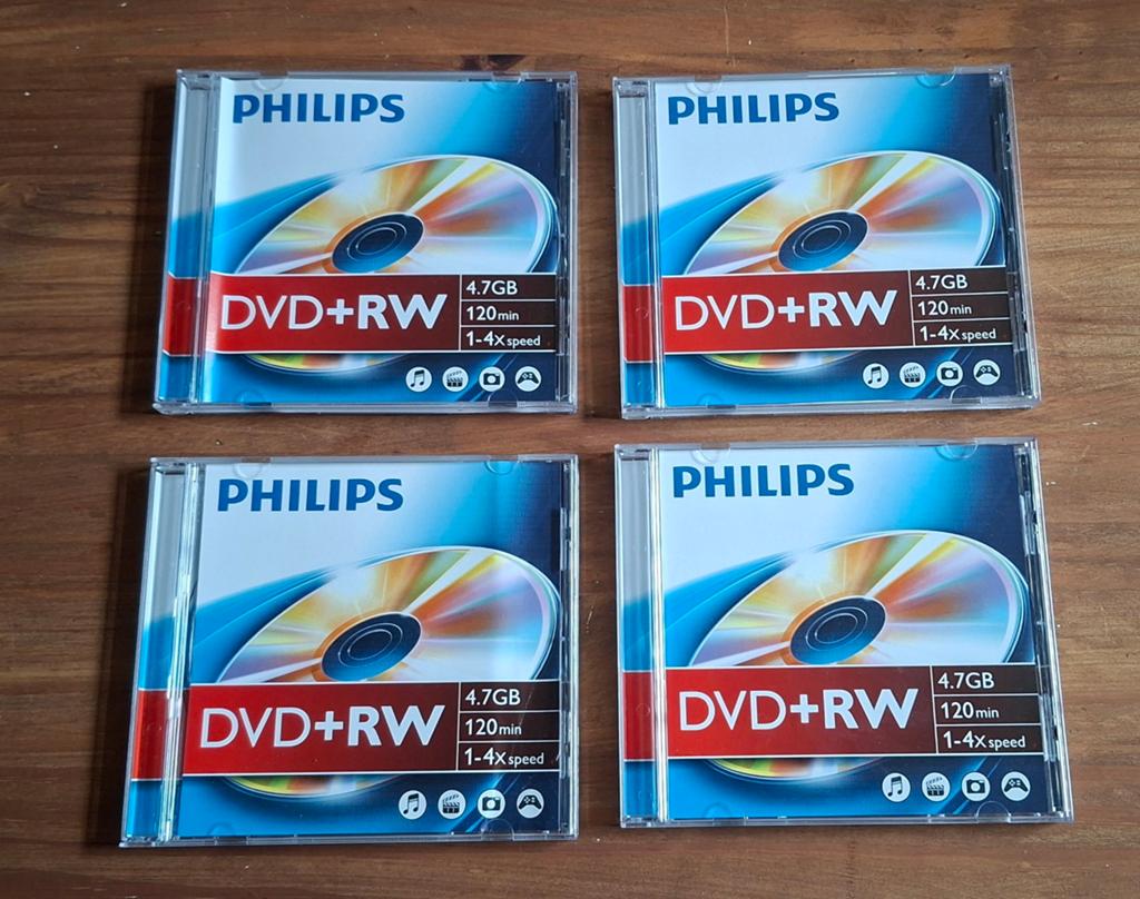 Philips DVD+RW rewritable in transparante jewel case 4 stuks, Computers en Software, Beschrijfbare discs, Philips, Herschrijfbaar