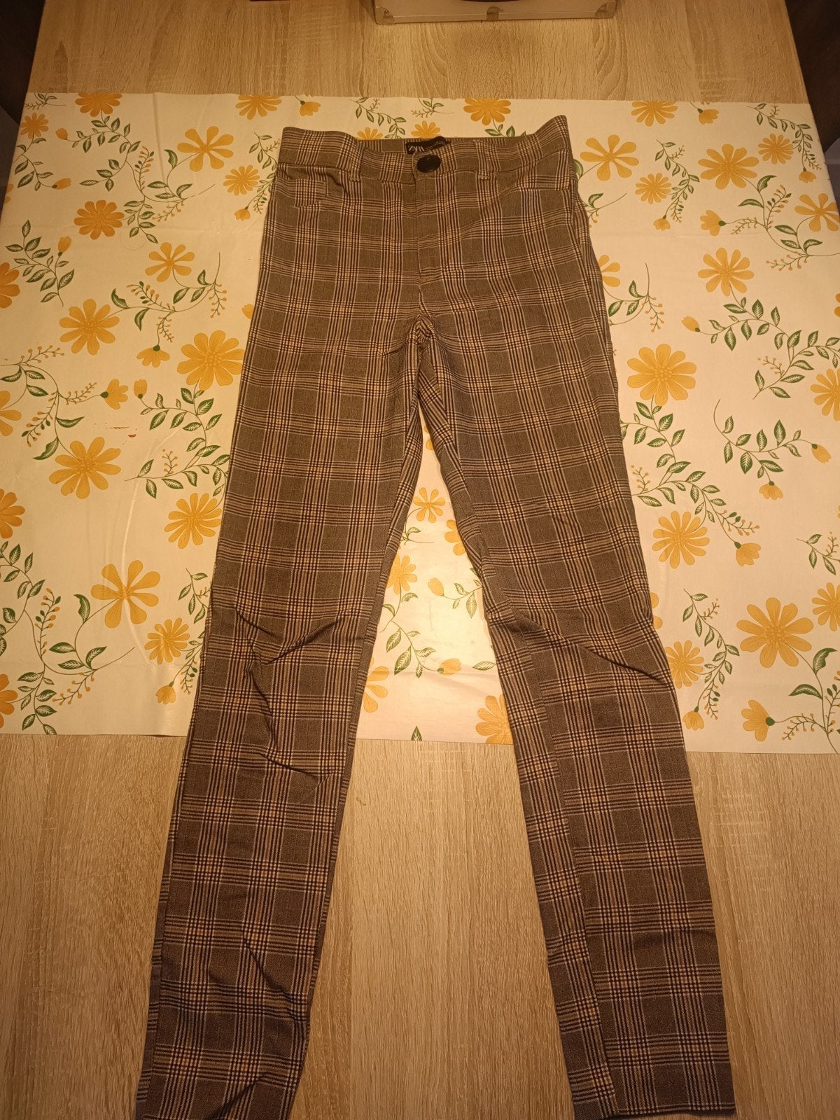 Zara geruite broek XS - lichte slijtage op de knoop, Bruin, Zara, Ophalen of Verzenden, Maat 34 (XS) of kleiner