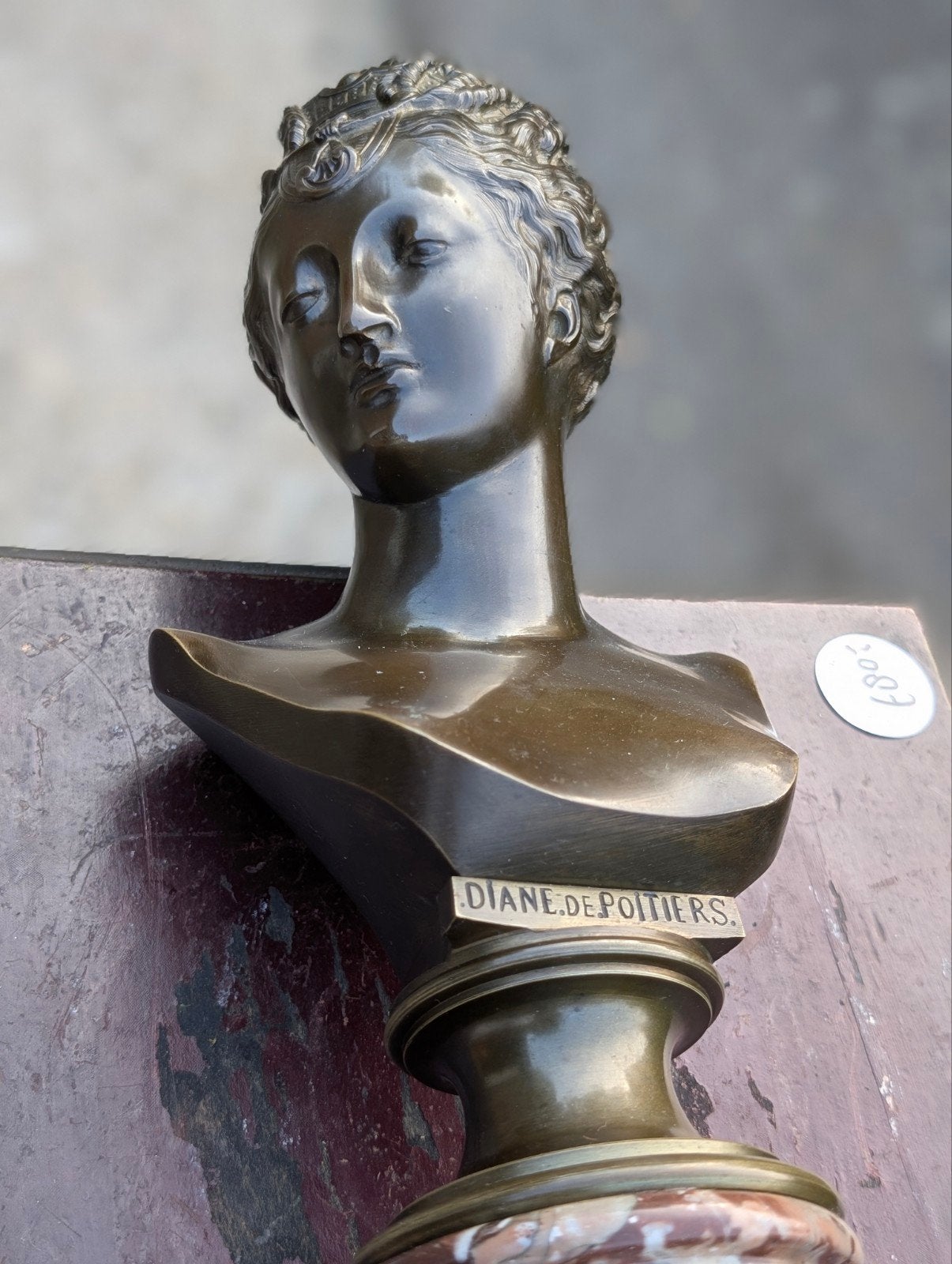 Antiek bronzen beeld vrouwen buste 40 cm hoog €310., Ophalen