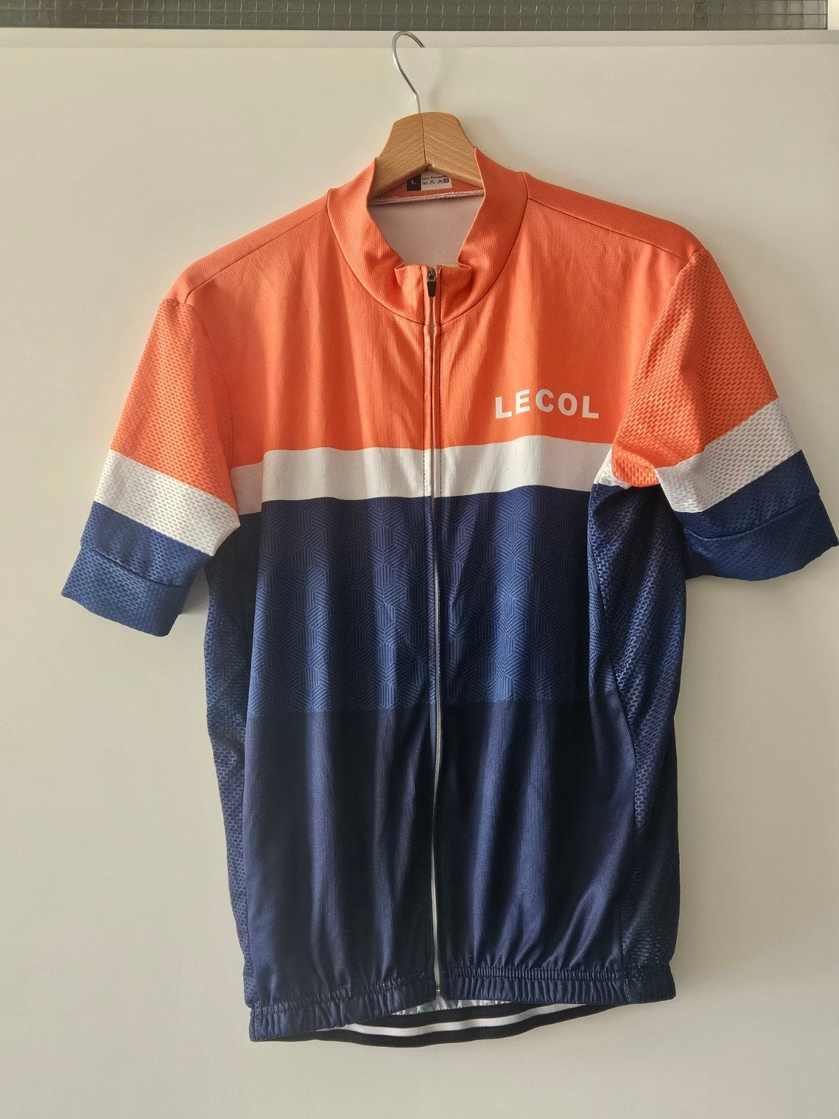 LeCol fietsshirt maat L - Oranje/Blauw, Ophalen of Verzenden, Gebruikt