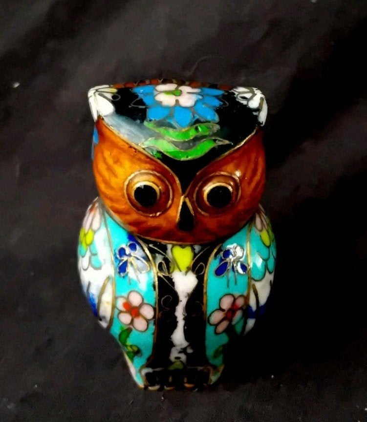 Vintage Chinees Cloisonné Uilbeeldje, Ophalen of Verzenden, Gebruikt, Dier