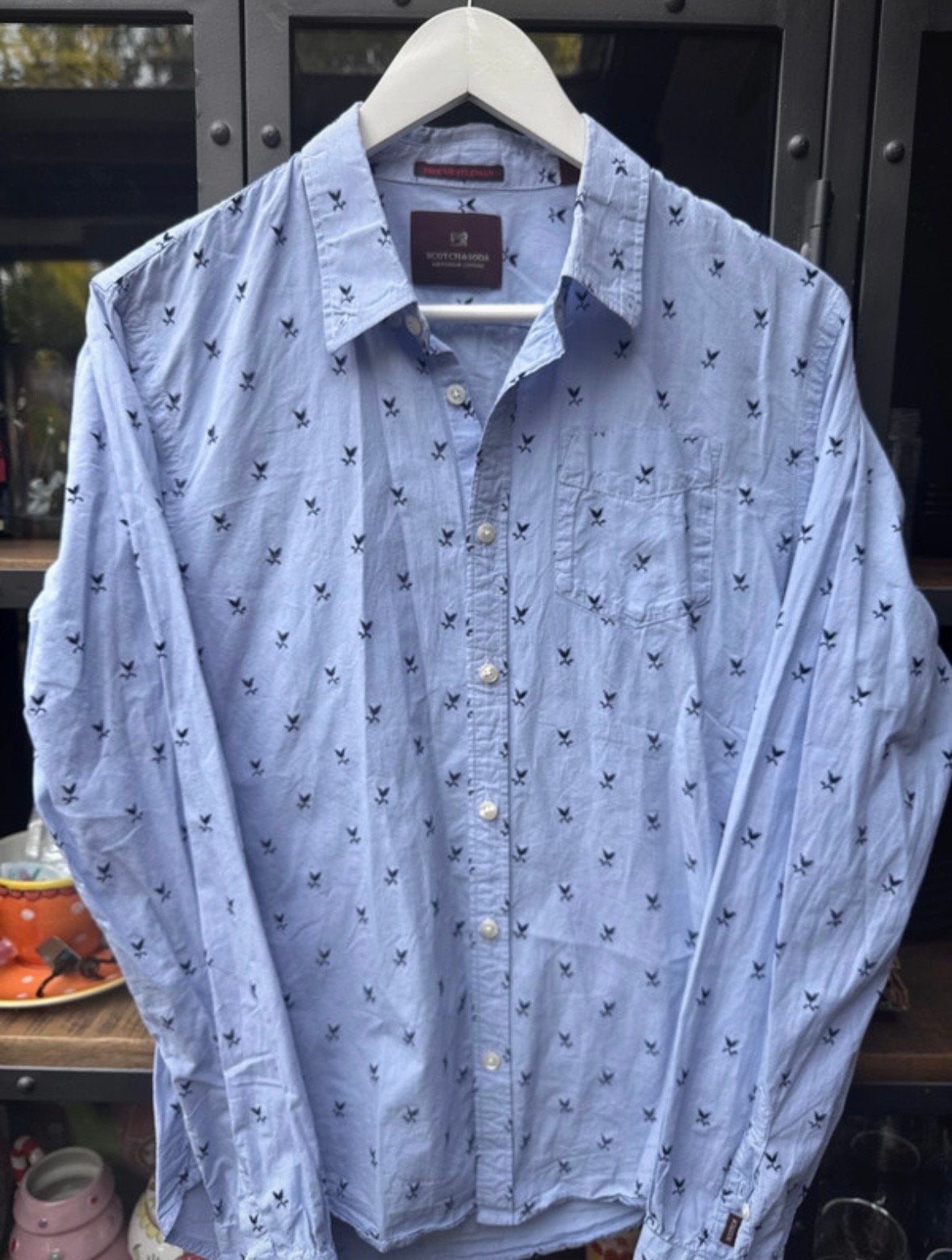 Scotch & Soda Overhemd Maat M (valt als S) Z.G.A.N., Ophalen of Verzenden, Zo goed als nieuw, Blauw, Halswijdte 39/40 (M)