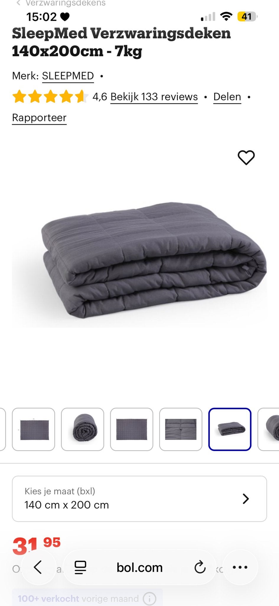 SleepMed Verzwaringsdeken 140x200cm - 7kg, Ophalen, Eenpersoons, Overige merken, Polyester