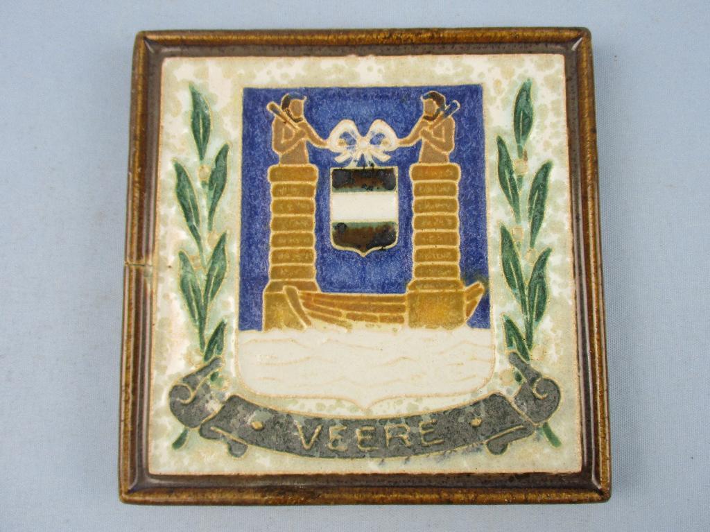 Porceleyne Fles tegel het Wapen van Veere, Antiek en Kunst, Ophalen of Verzenden