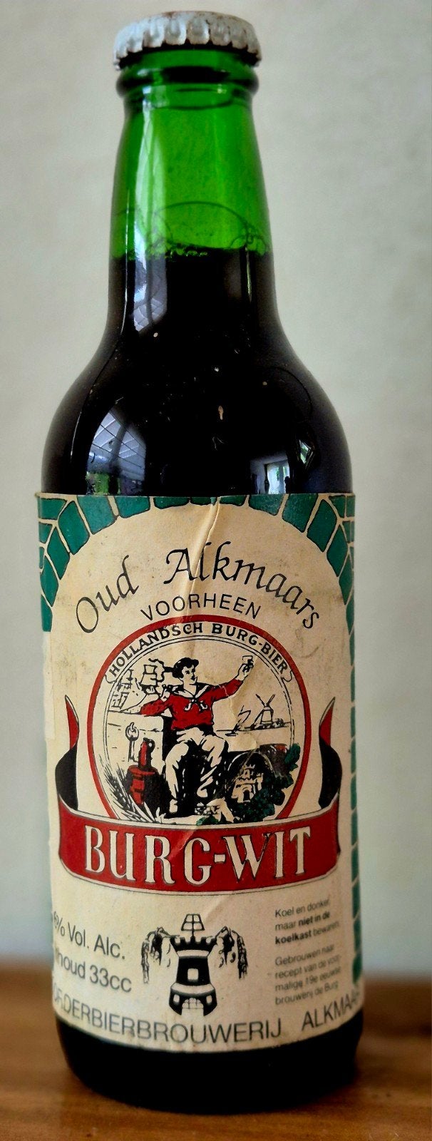 1987 fles Burg-Wit bier 6% Noorderbierbrouwerij ALKMAAR ., Ophalen of Verzenden, Zo goed als nieuw, Flesje(s), Overige merken