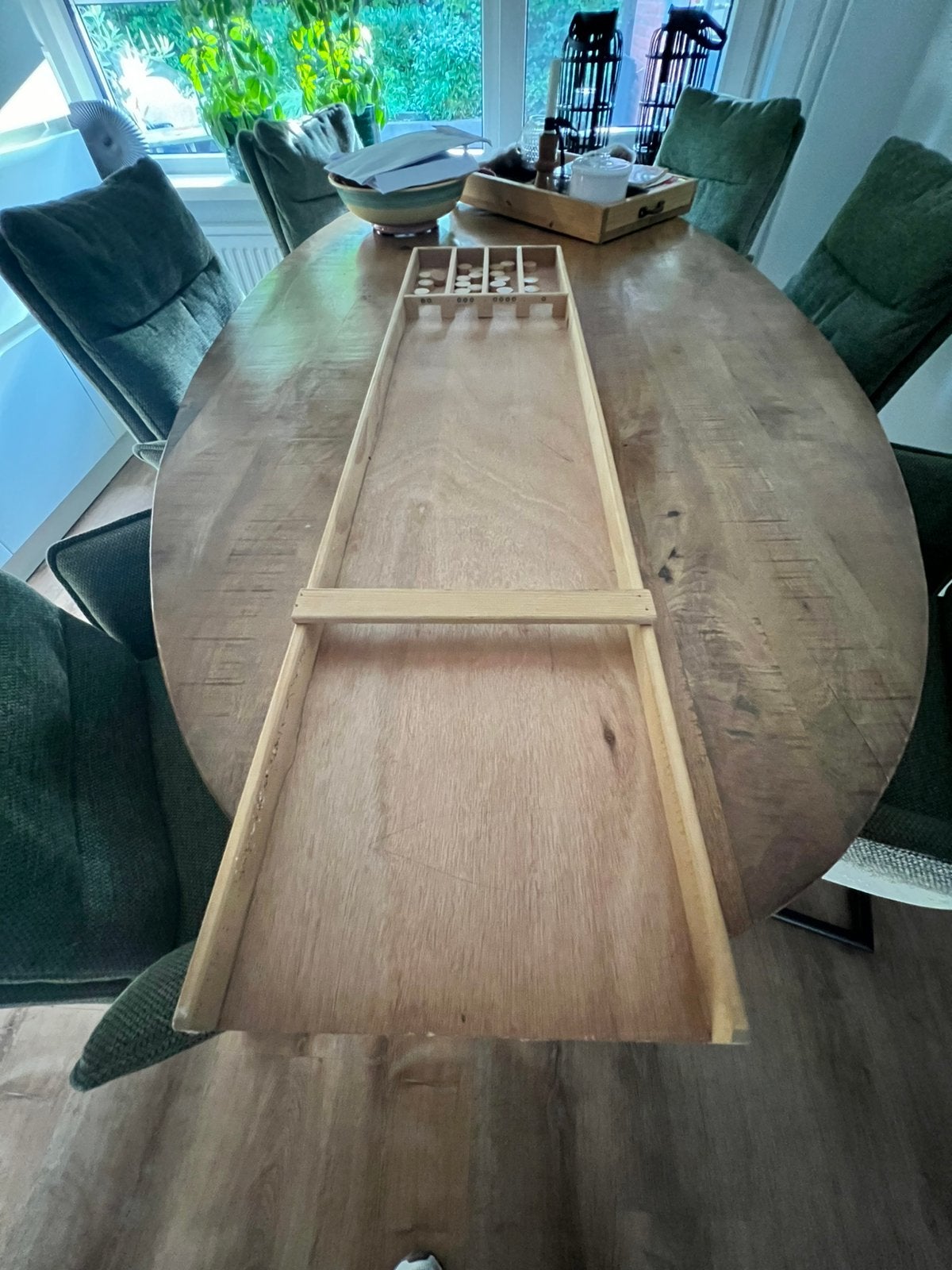 Sjoelbak voor kinderen / 120 cm. Met 20 steentjes, Ophalen, Zo goed als nieuw