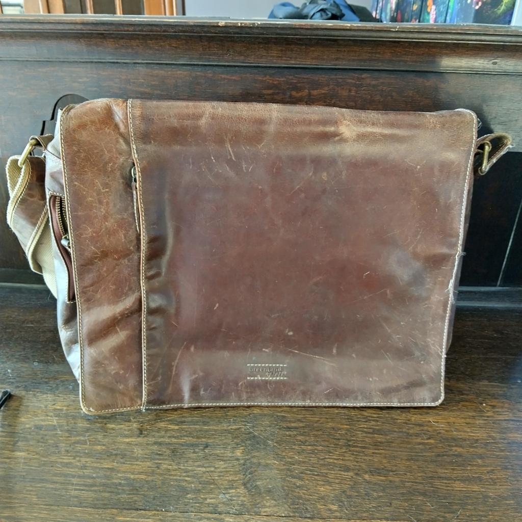Leren schoudertas / laptoptas bruin, Sieraden, Tassen en Uiterlijk, Tassen | Schoudertassen, Gebruikt, Bruin, Leer, Ophalen