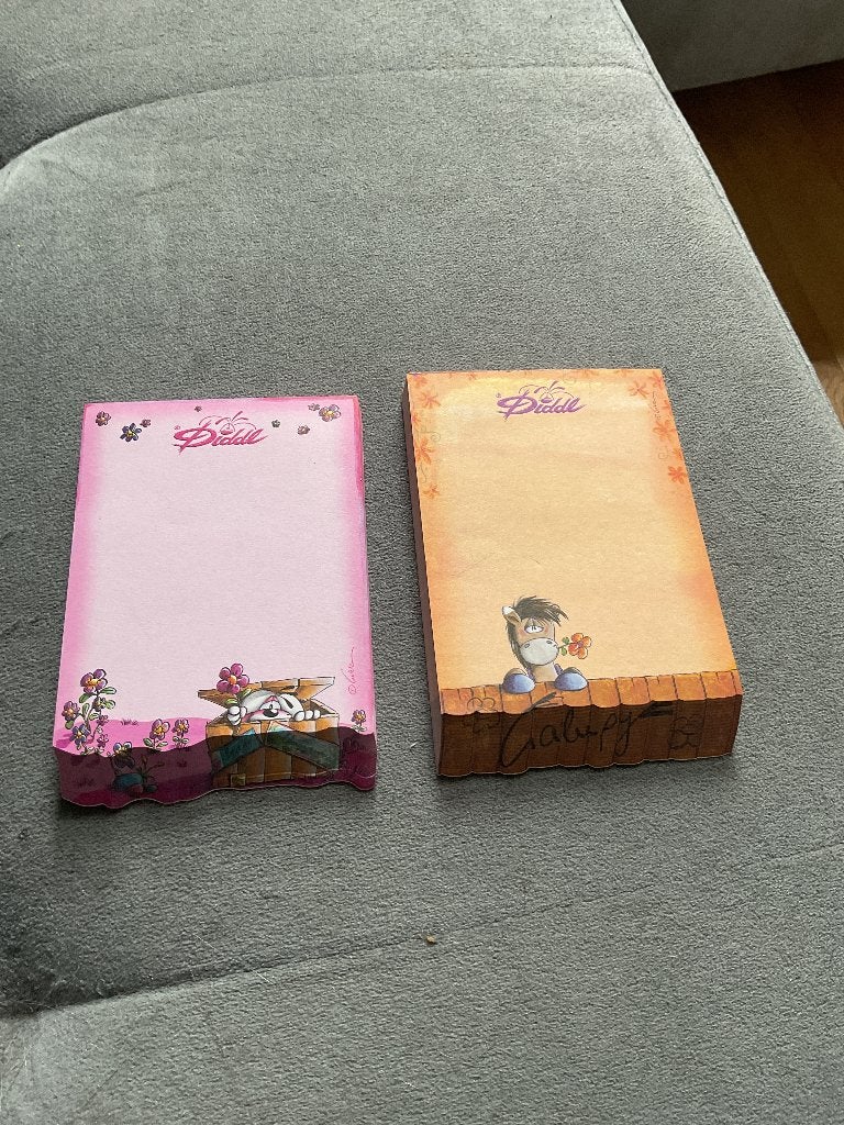 Twee Diddl blokjes, Verzamelen, Diddl, Ophalen of Verzenden, Galupy, Zo goed als nieuw, Papier, Kaart of Schrift