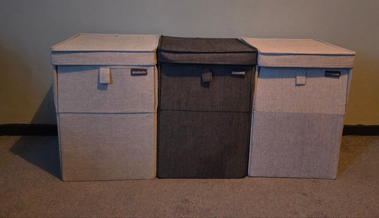 Brabantia Wasmand - met Deksel - Stapelbaar - 35 L , 3 stuks, Huis en Inrichting, Verzenden, Gebruikt, Grijs, Brabantia